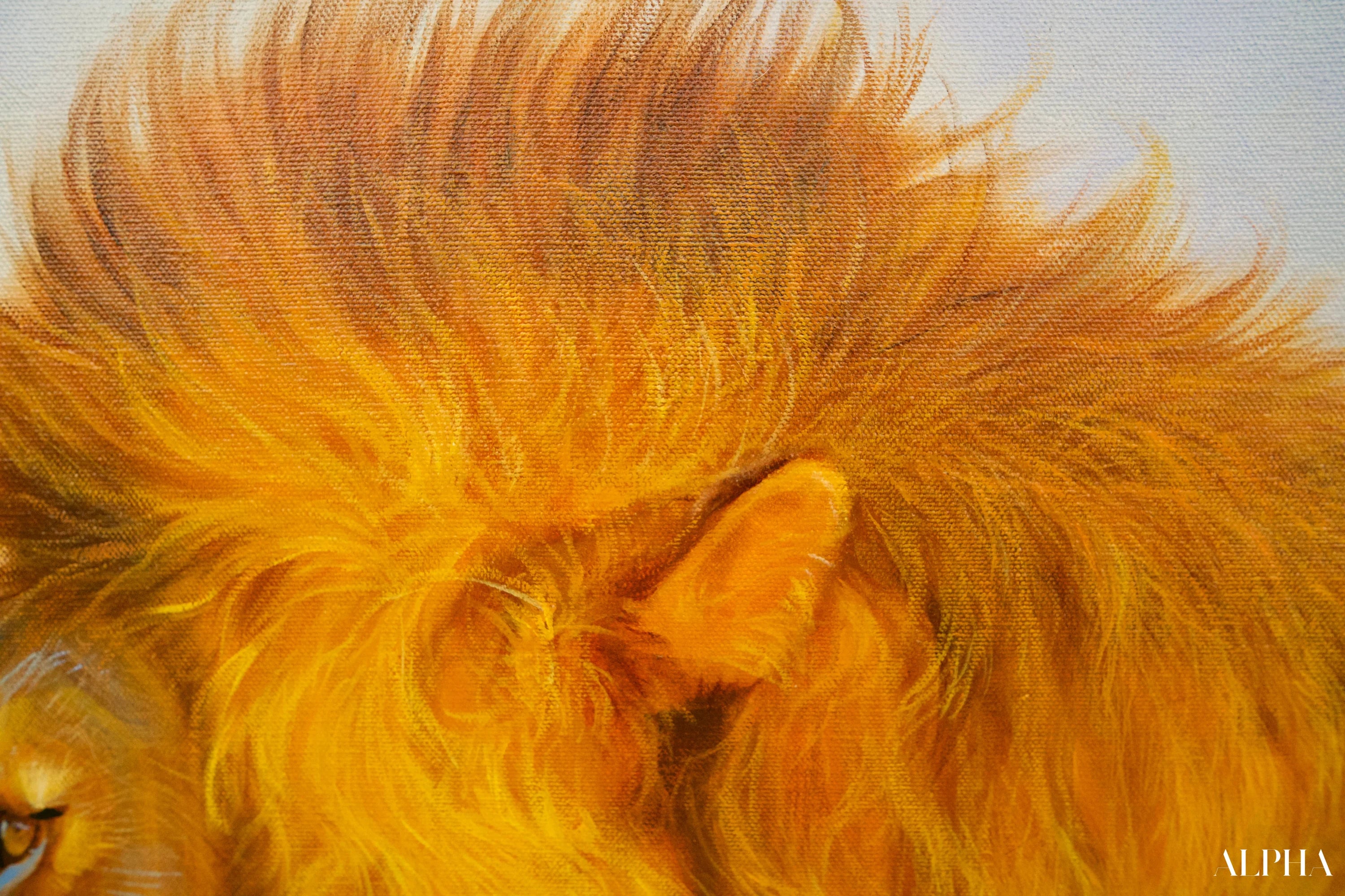 Lion dans la savane | 150 x 100 cm Reproductions de tableaux à la peinture à l’huile