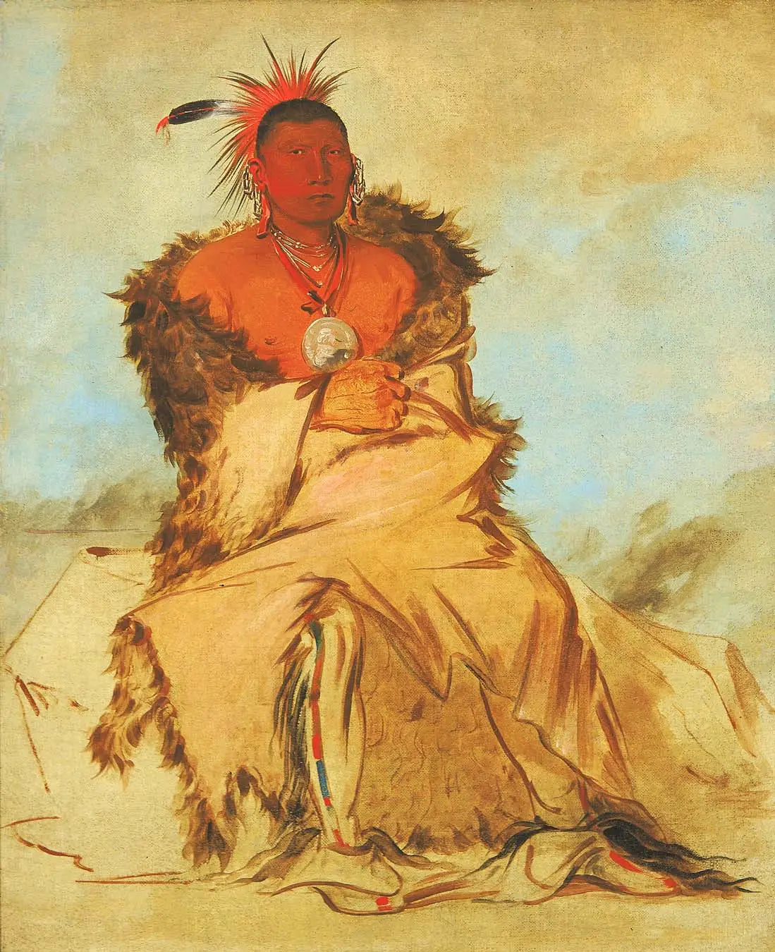 Loo-rá-wée-re-coo Oiseau qui part en guerre un Tapage Pawnee - George Catlin - Alpha Reproduction