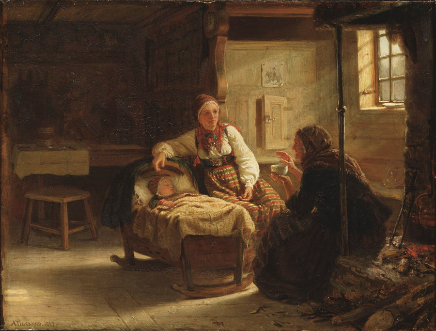 La Diseuse de bonne aventure, Adolph Tidemand, 1857, peinture à l’huile