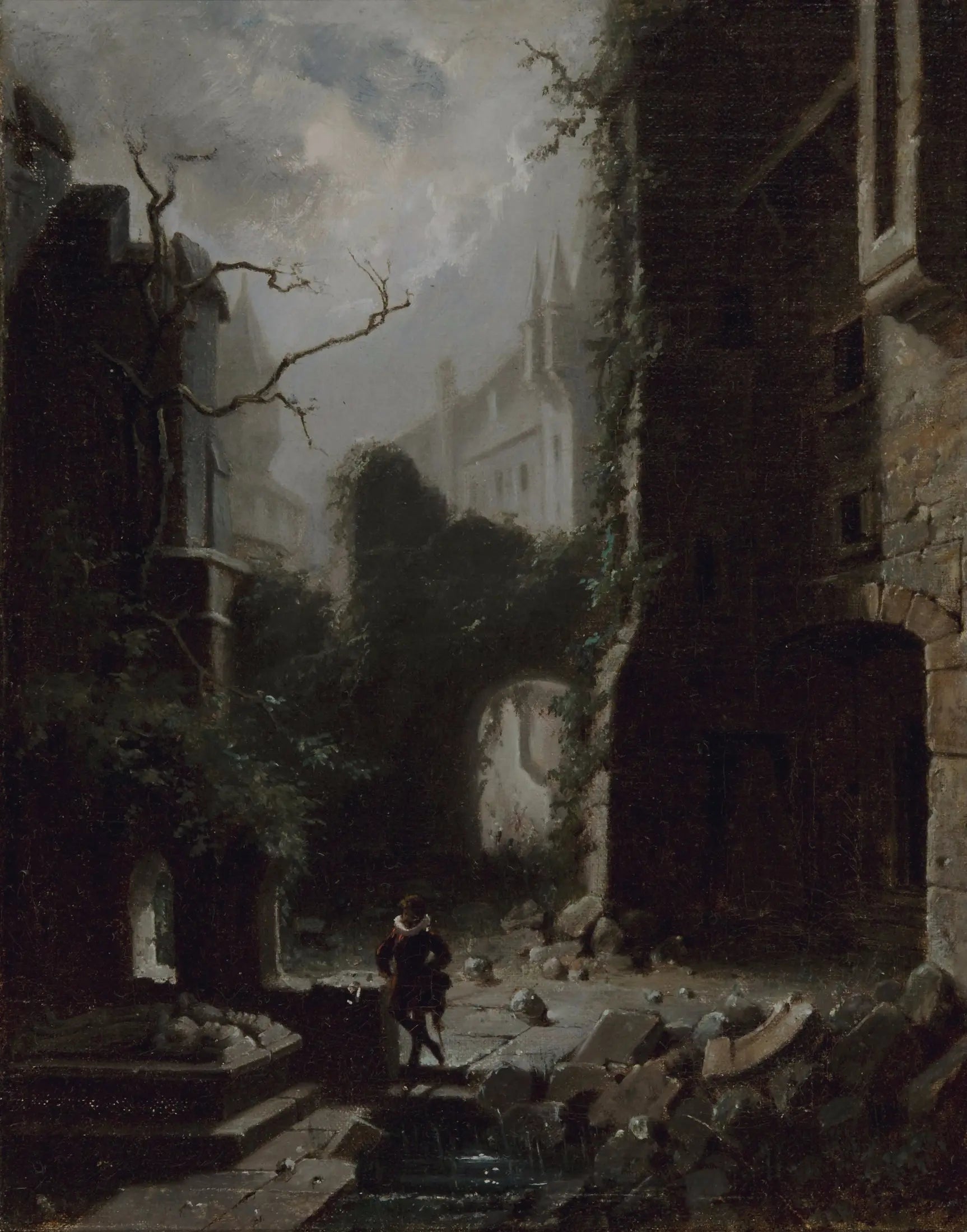 Ruines d’un château au clair de lune de Carl Spitzweg