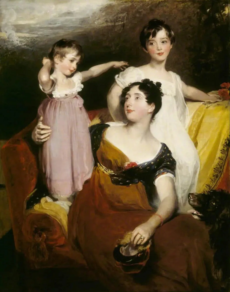 ليديا إليزابيث هوار، ليدي أكلاند (1786-1856) مع ابنيها توماس، لاحقًا الحادي عشر بي تي (1809-1898) وآرثر (1811-1857) - توماس لورانس