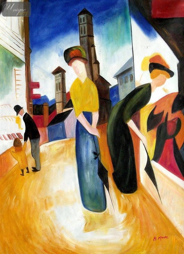 Deux femmes devant une boutique de chapeaux - August Macke