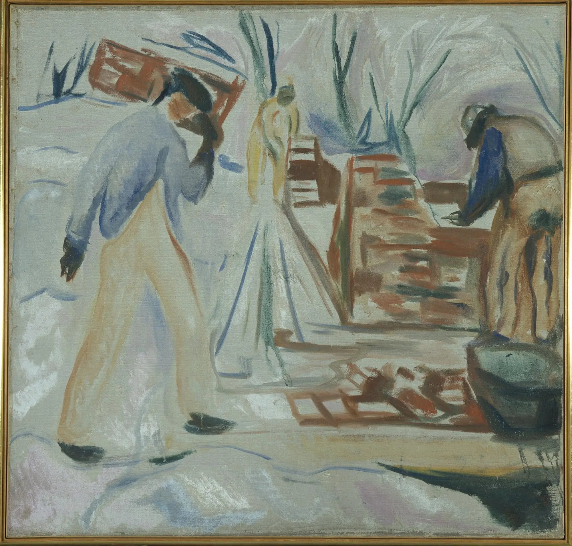 Maçon au travail sur l'immeuble du studio - Edvard Munch image 1 reproduction artisanale de tableau
