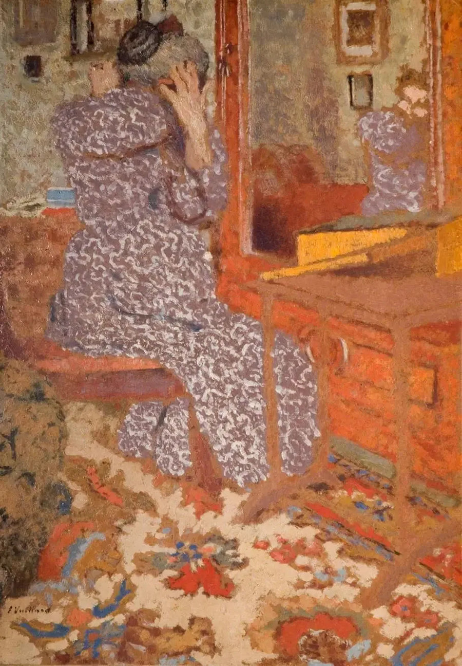 Madame Vuillard arranging her hair - إدوارد فيوليار