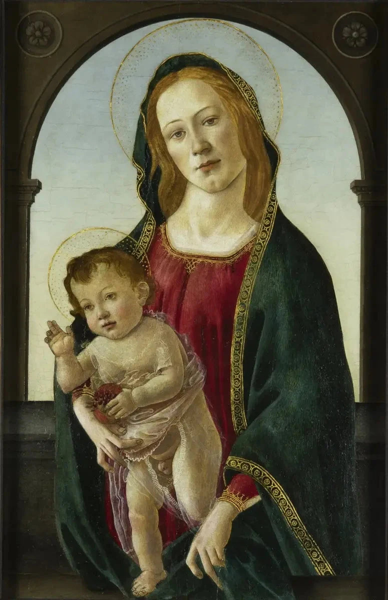 Vierge à l’Enfant avec une grenade, Botticelli et atelier, National Museum Cardiff NMW A 242 – reproduction peinture à l’huile sur toile