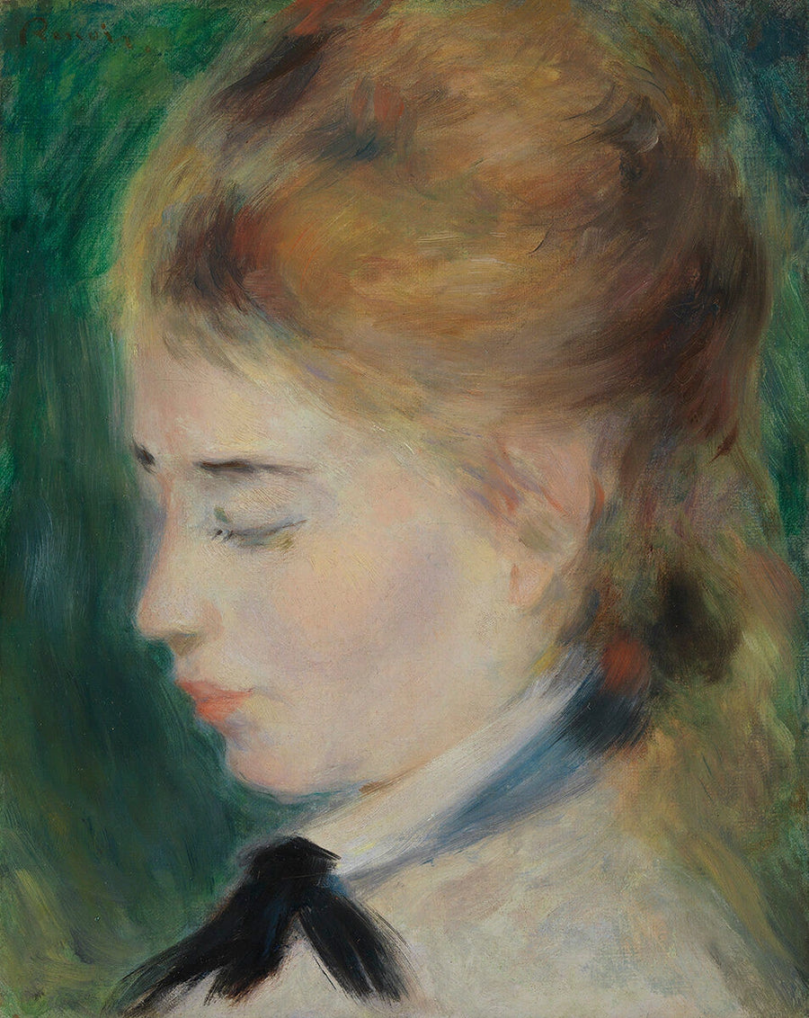 Mädchenkopf, Renoir 1876 – reproduction peinture à l’huile sur toile