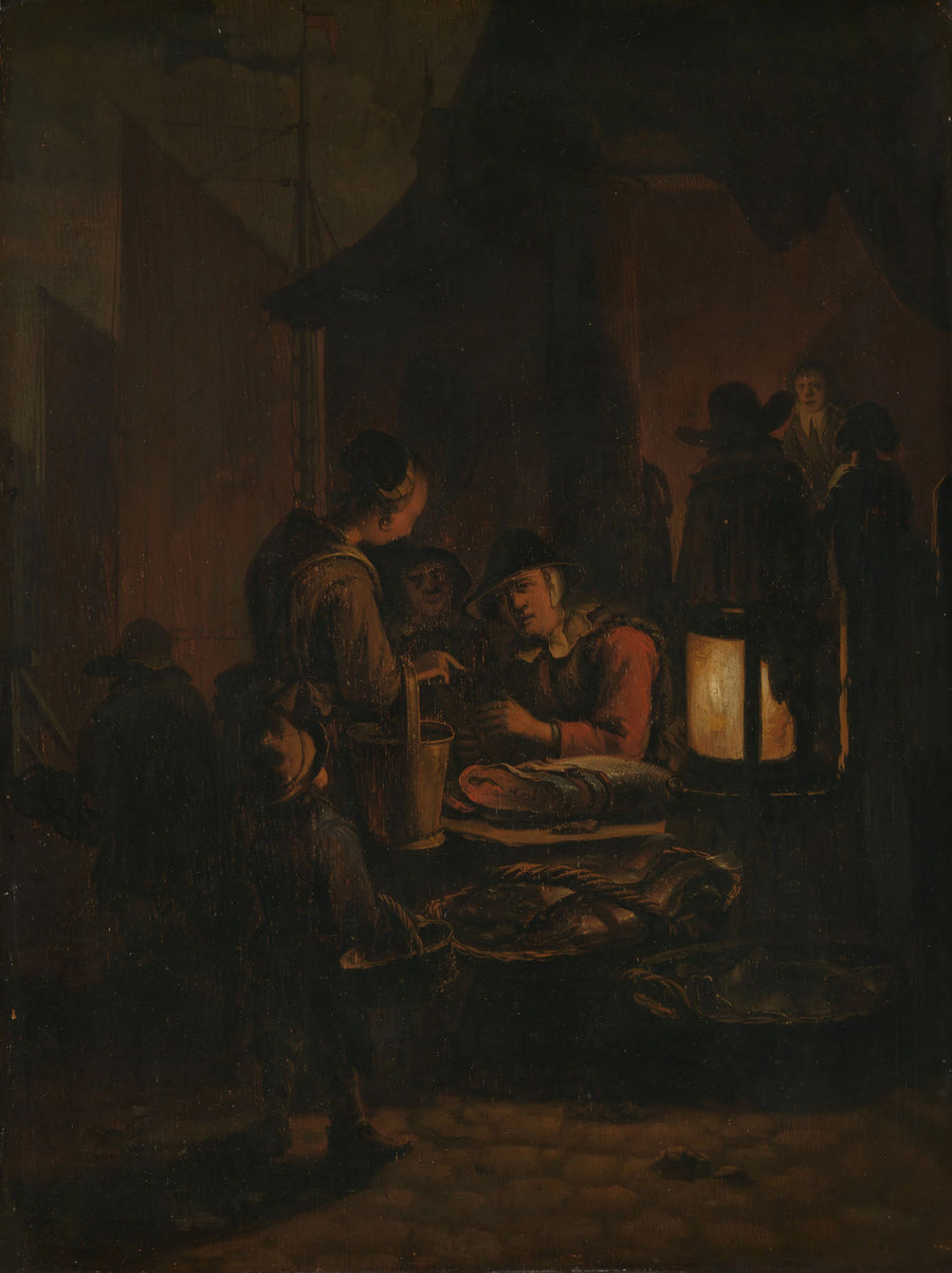 Marché aux poissons la nuit - Egbert van der Poel