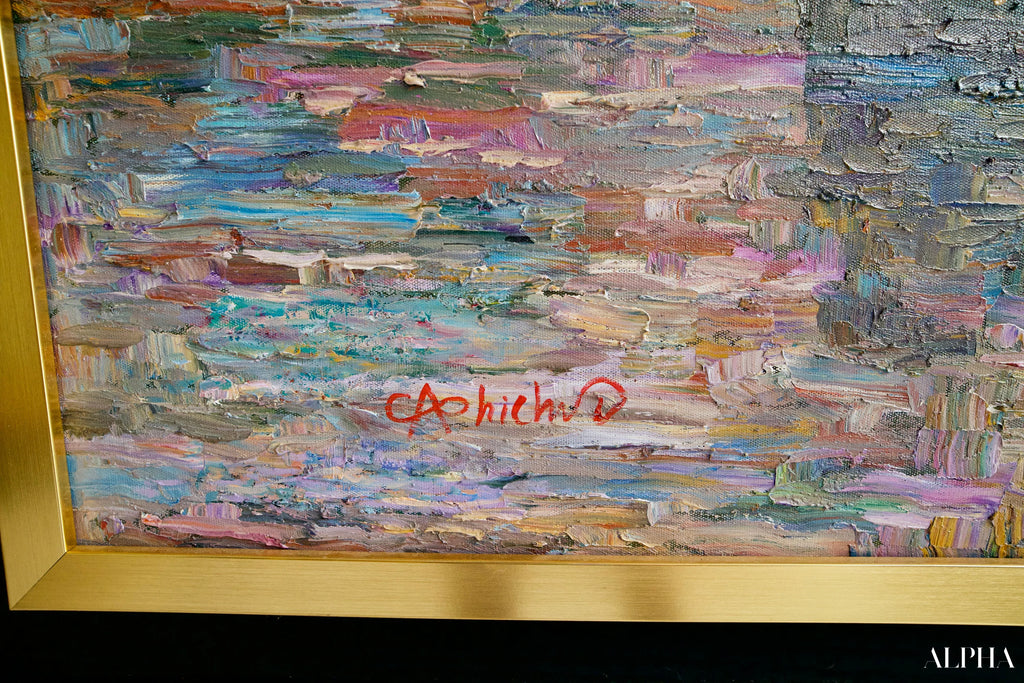 Marché flottant | 145 x 105 cm Reproductions de tableaux à la peinture à l’huile