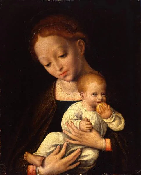 Maria met Kind - Joos van Cleve image 1 copie de tableau peinte à la main