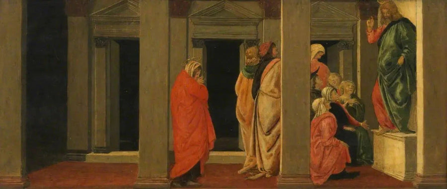 Marie-Madeleine écoutant la prédication du Christ de Botticelli, prédelle de Philadelphie – reproduction peinture à l’huile sur toile