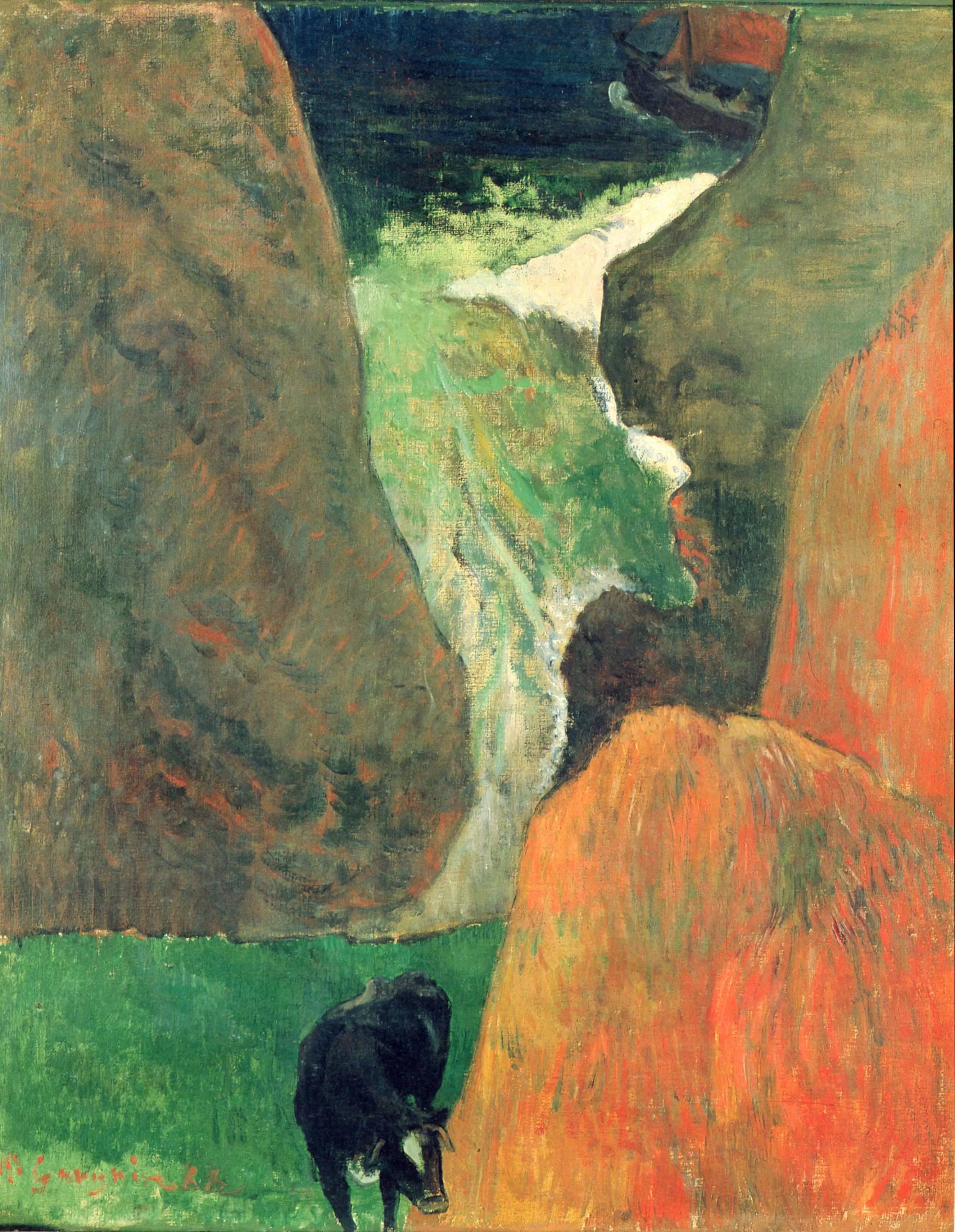 Reproduction du tableau « Marine avec vache - Paul Gauguin » par Alpha Reproduction en peinture à l’huile