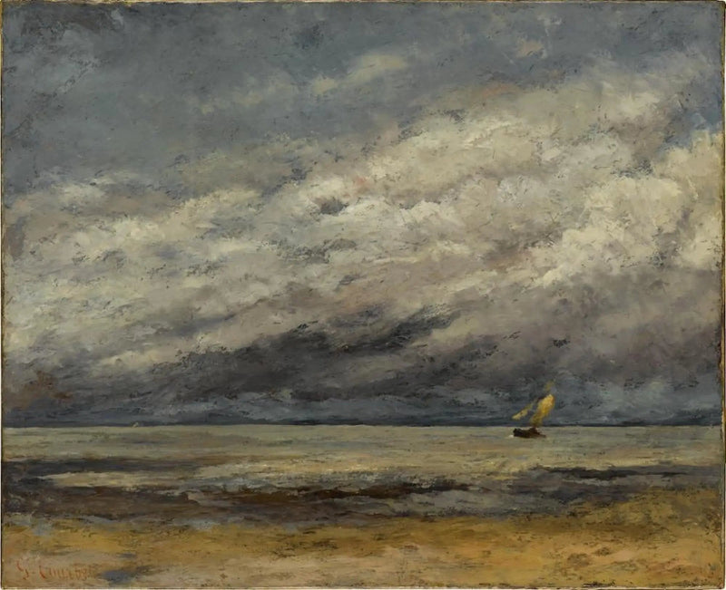 Marine avec voilier à l'approche de l'orage - غوستاف كوربيه