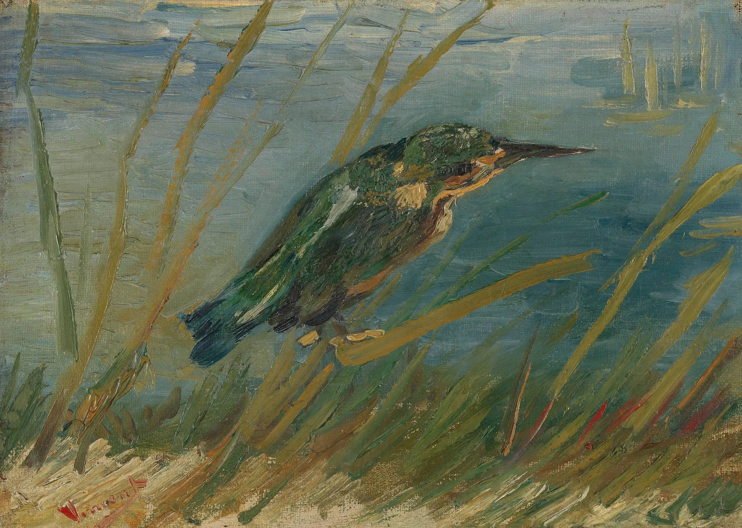 Reproduction du tableau « Martin-pêcheur au bord de l'eau - Vincent van Gogh » par Alpha Reproduction en peinture à l’huile