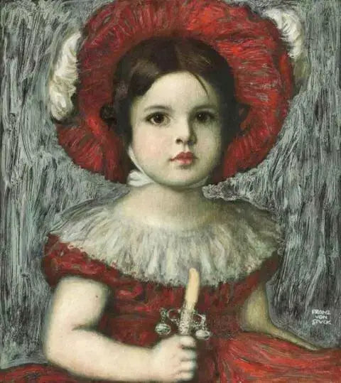 ماري، ابنة الفنان، بالقبعة الحمراء - Franz Von Stuck