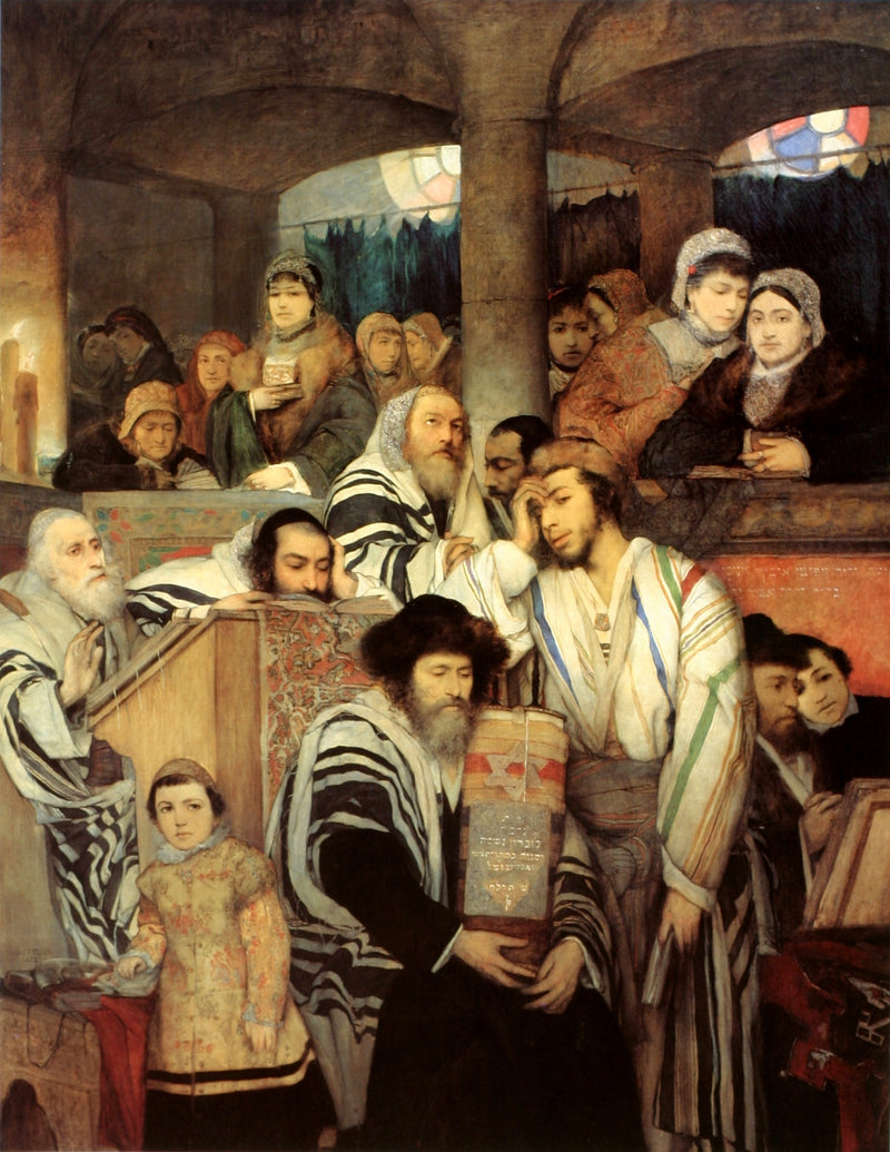 Juifs priant à la synagogue le jour de Yom Kippour - Maurycy Gottlieb