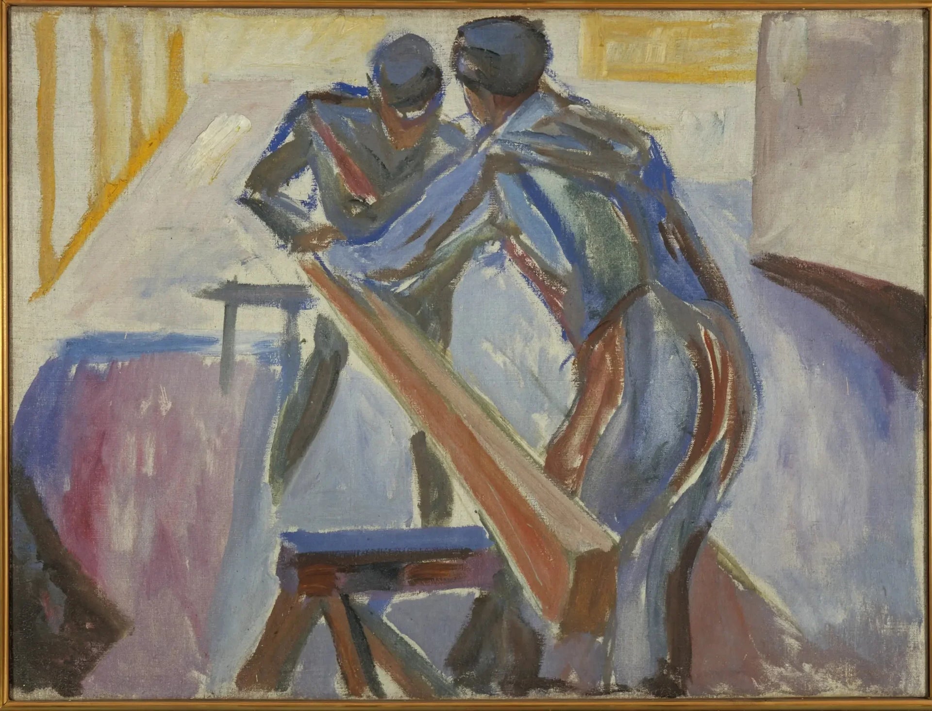 Menuisiers dans l'atelier - Edvard Munch image 1 reproduction artisanale de tableau