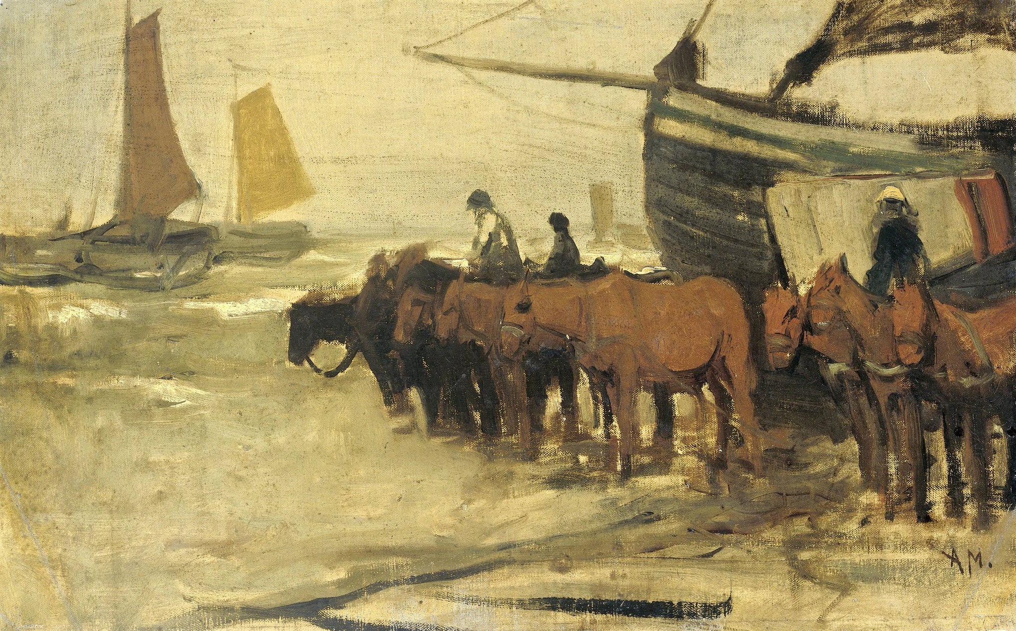 Mettre le doigt d'un pêcheur dans la mer - Anton Mauve