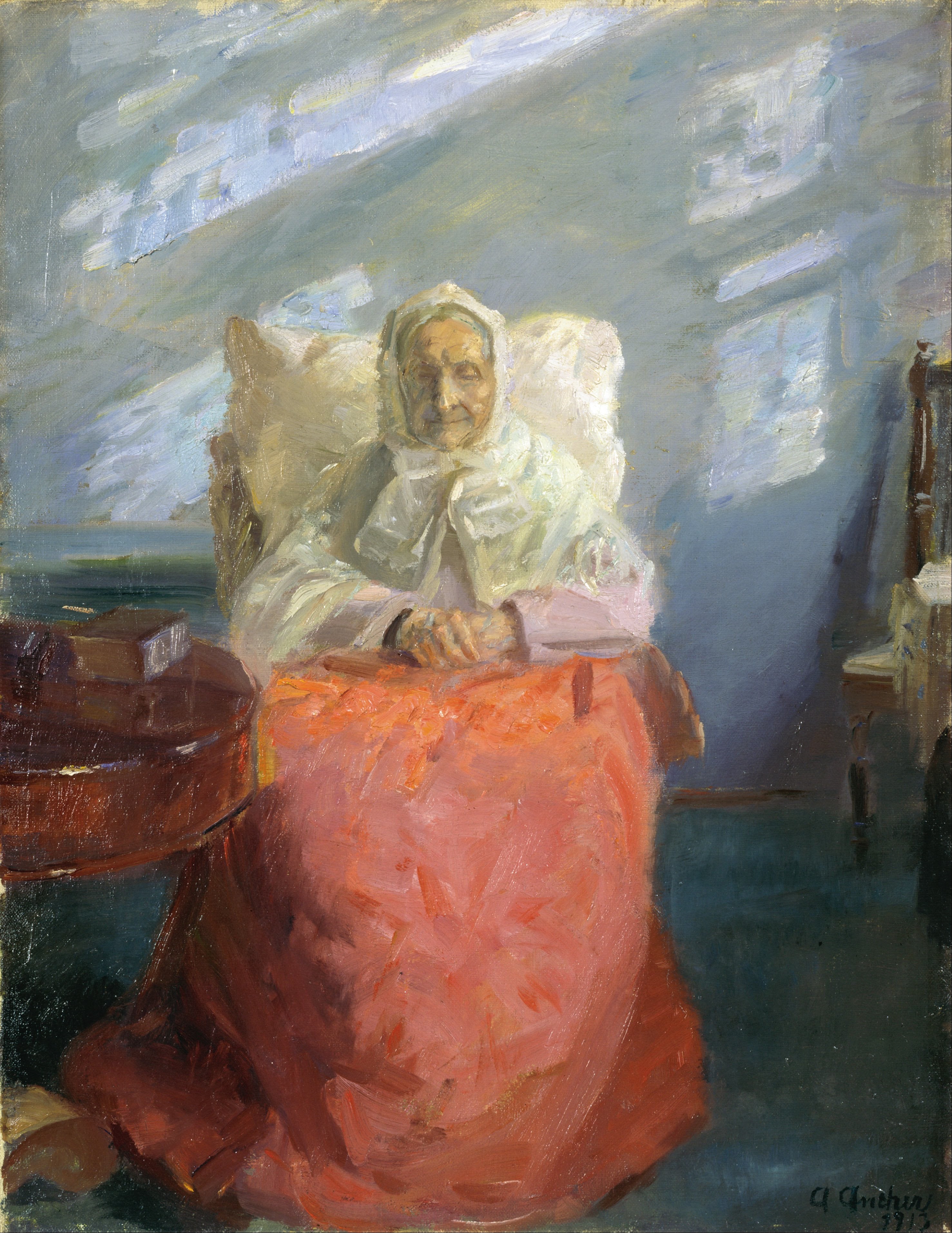 Mme Ane Brøndum dans la chambre bleue - Anna Ancher image 1 reproduction réalisée par Alpha Reproduction
