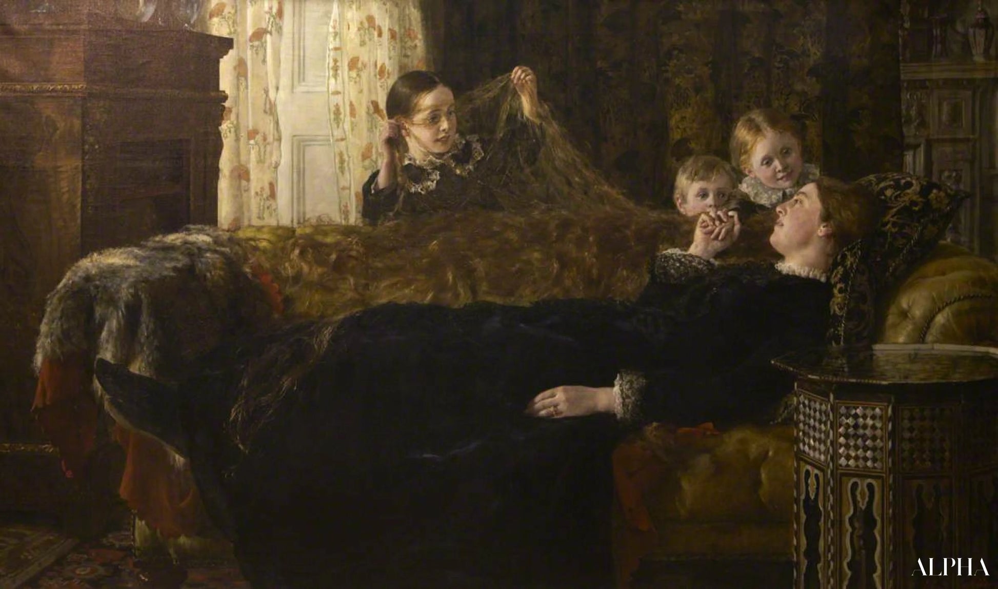 Reproduction du tableau « Mme Mortimer Collier et sa famille - John Collier » par Alpha Reproduction en peinture à l’huile