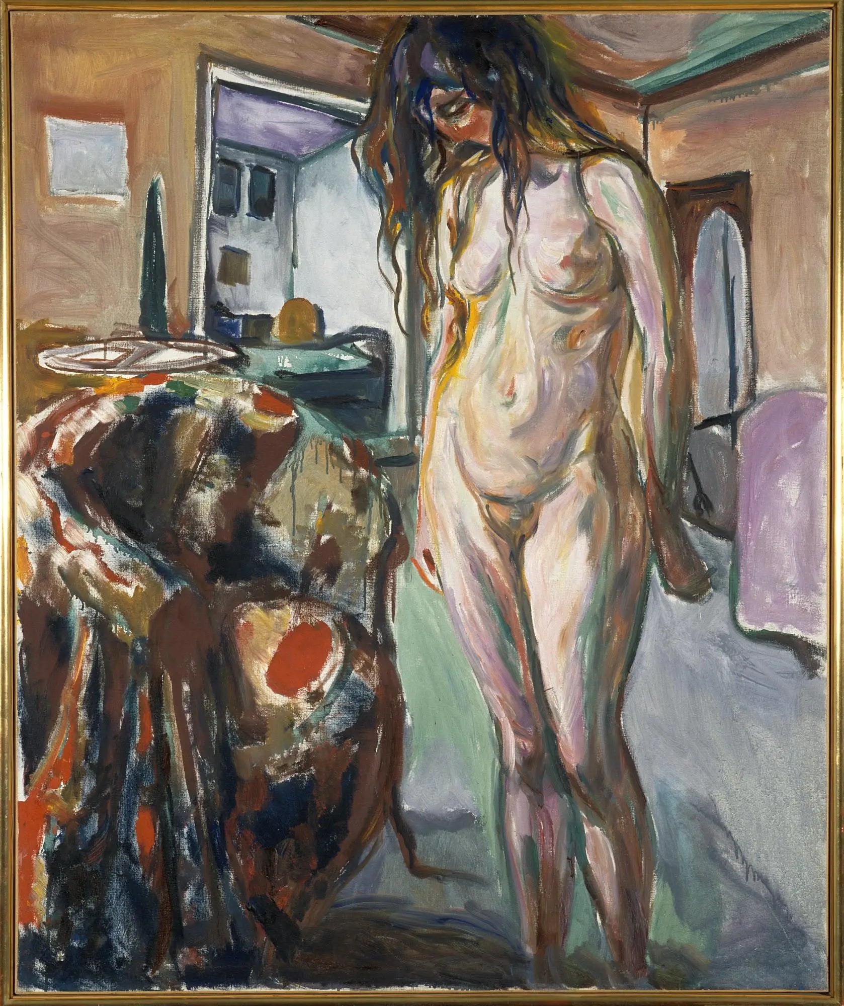 Reproduction du tableau « Modèle près de la chaise en osier - Edvard Munch » par Alpha Reproduction en peinture à l’huile