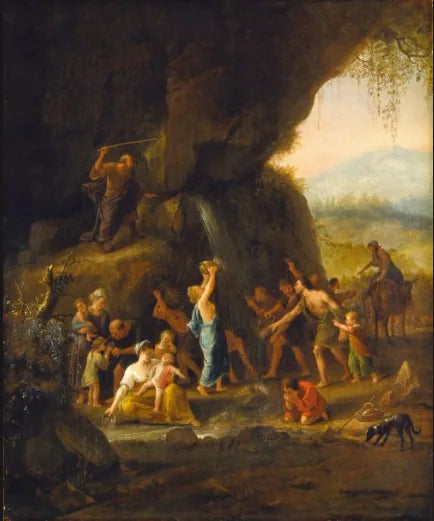 Moïse faisant jaillir l'eau du rocher - Jan Steen image 1 reproduction artisanale de tableau