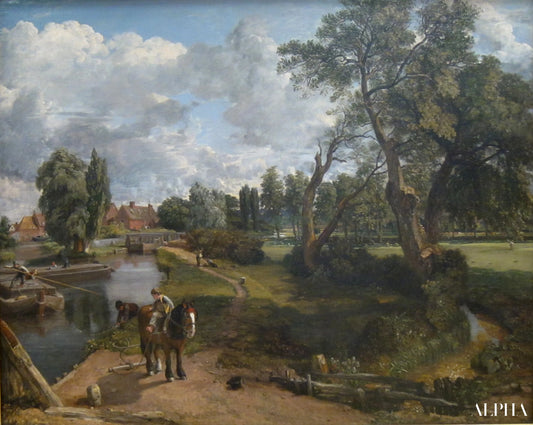 Moulin de Flatford ("Scène sur une rivière navigable"), 1816 - John Constable - Reproductions de tableaux et peintures haut de gamme