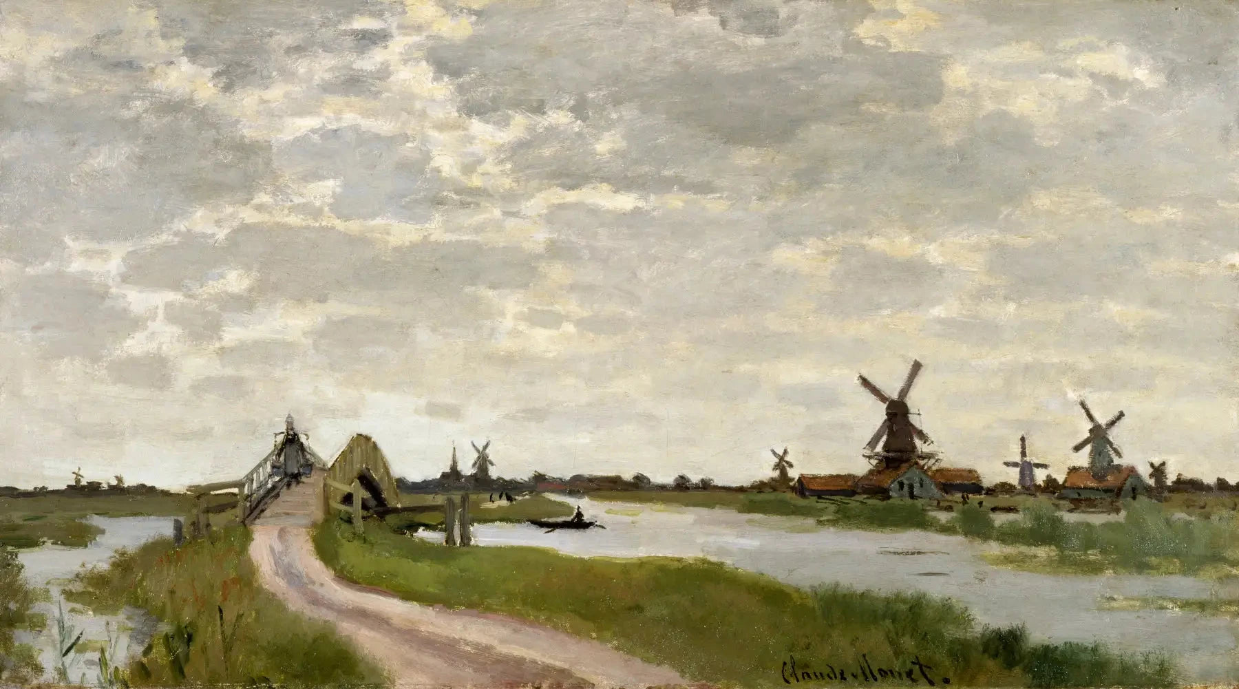 Moulins à vent près de Zaandam W170 par Claude Monet, 1871, Walters Art Museum