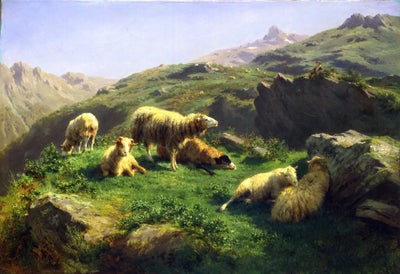 Moutons au pâturage dans les Pyrénées - Rosa Bonheur - Alpha Reproduction
