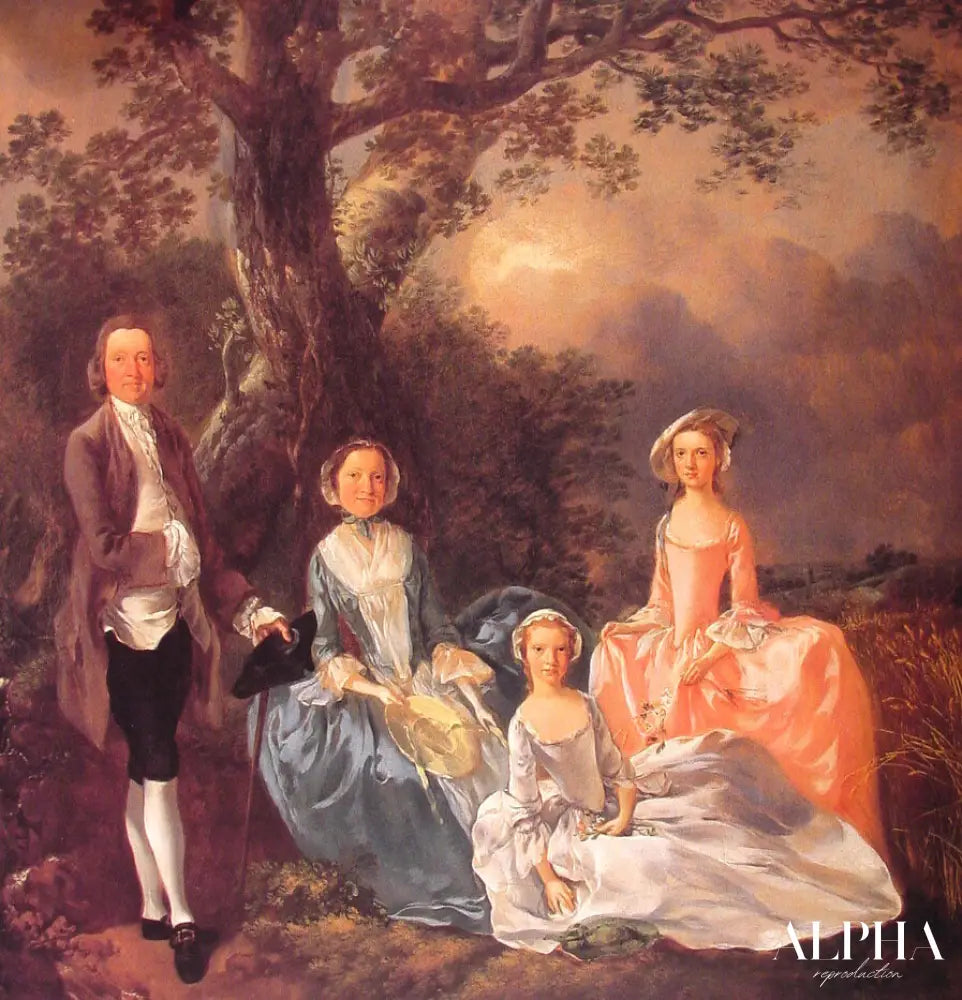 Mr. and Mrs. John Gravenor and their Daughters, Elizabeth and Ann - Thomas Gainsborough - Reproductions de tableaux et peintures haut de gamme