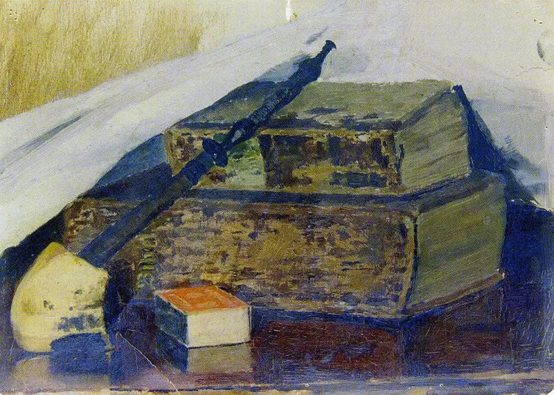 طبيعة صامتة مع الأنبوب والكتب المقدسة - إدفارد مونش