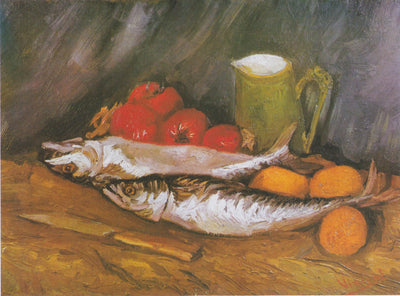 Reproduction du tableau « Nature morte au maquereau, citron et tomate - Vincent van Gogh » par Alpha Reproduction en peinture à l’huile