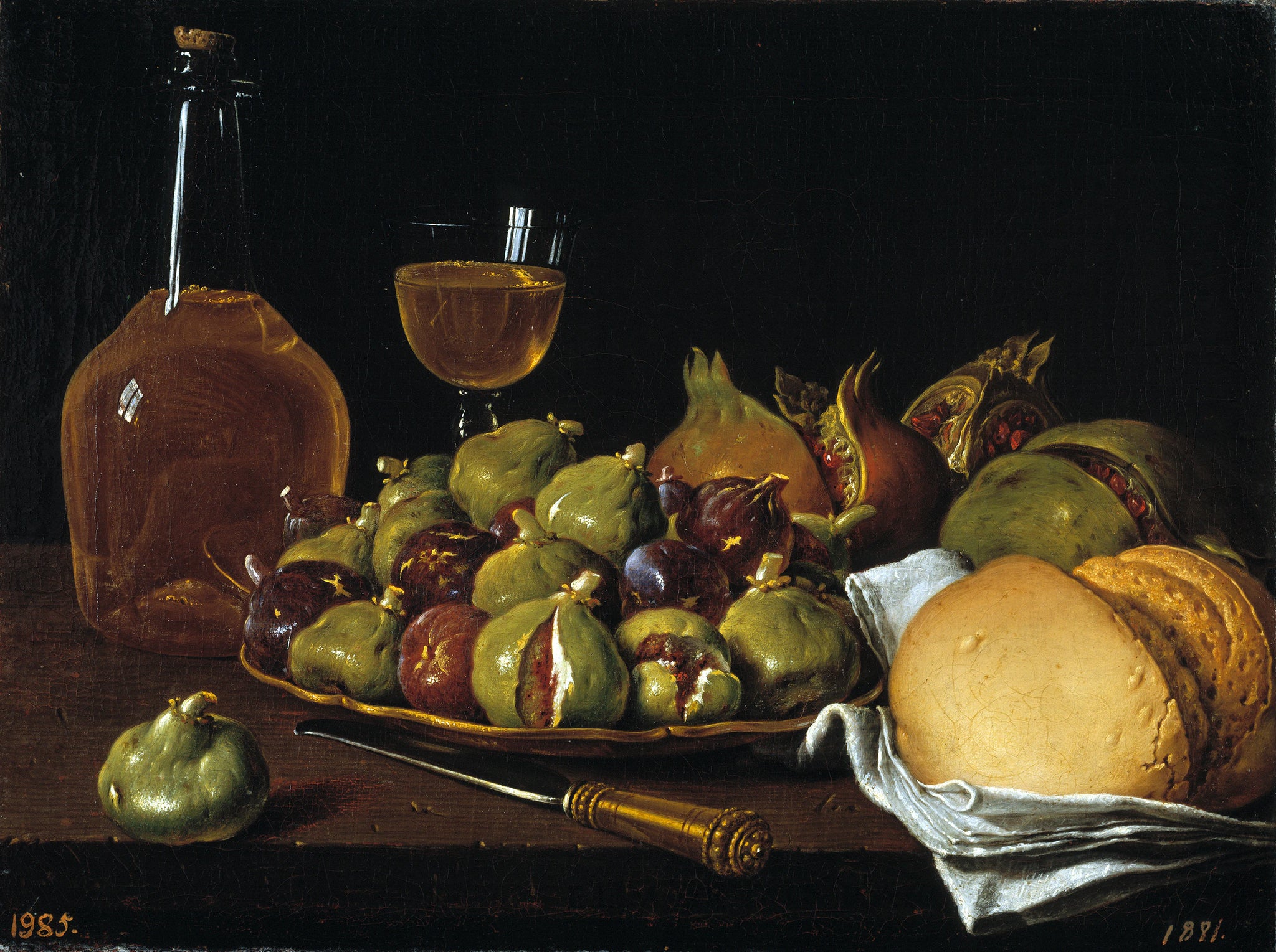 Nature morte au pain, grenades, figues et vaisselle - Luis Eugenio Meléndez
