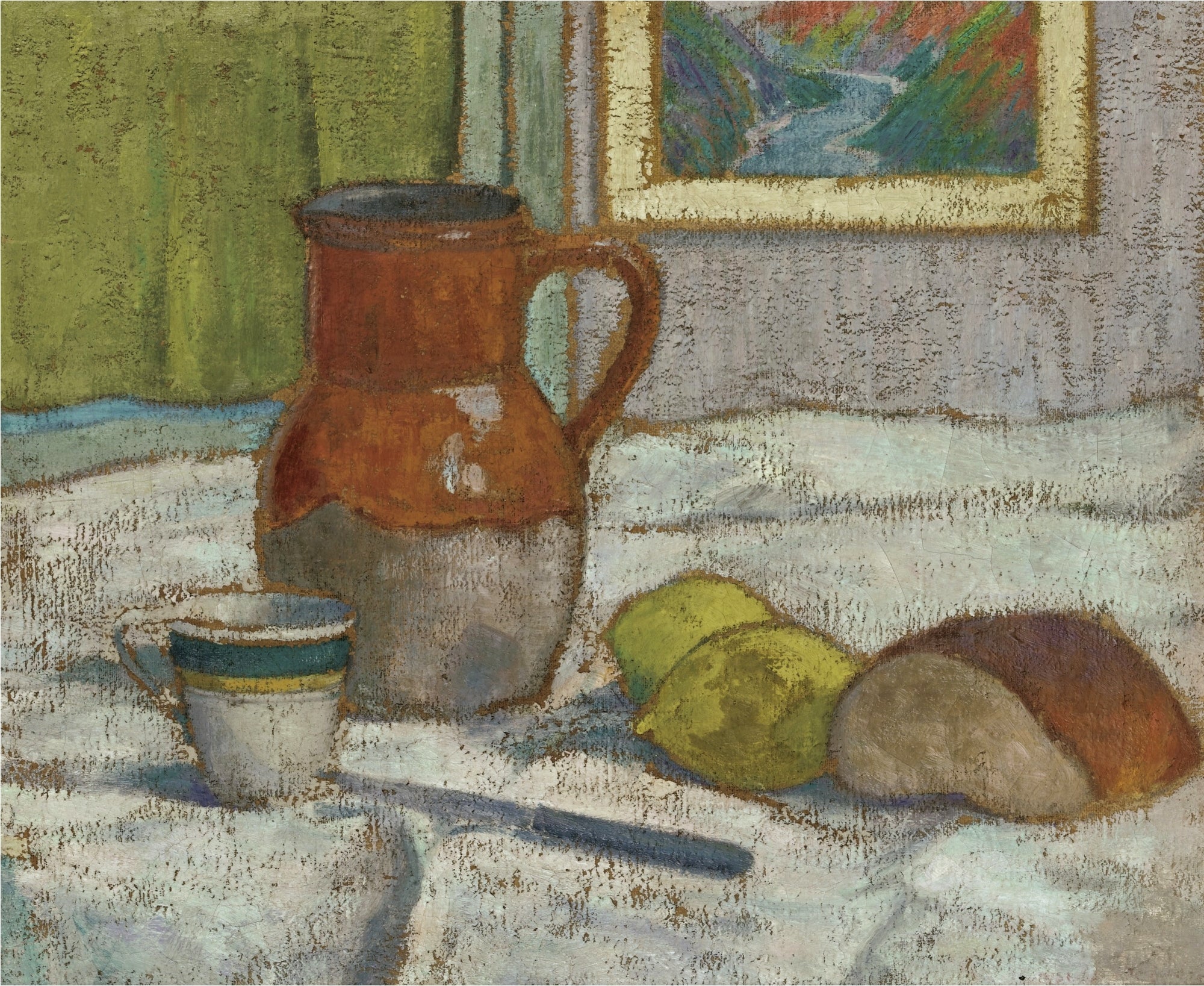 Nature morte au pichet et à la tasse - Émile Bernard image 1 copie peinte à la main à l’huile