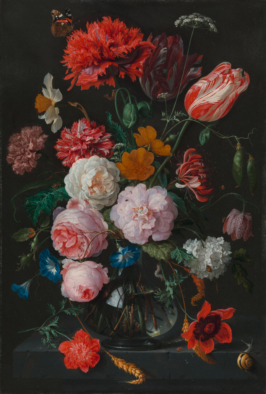 Nature morte aux fleurs dans un vase en verre - Jan Davidszoon de Heem
