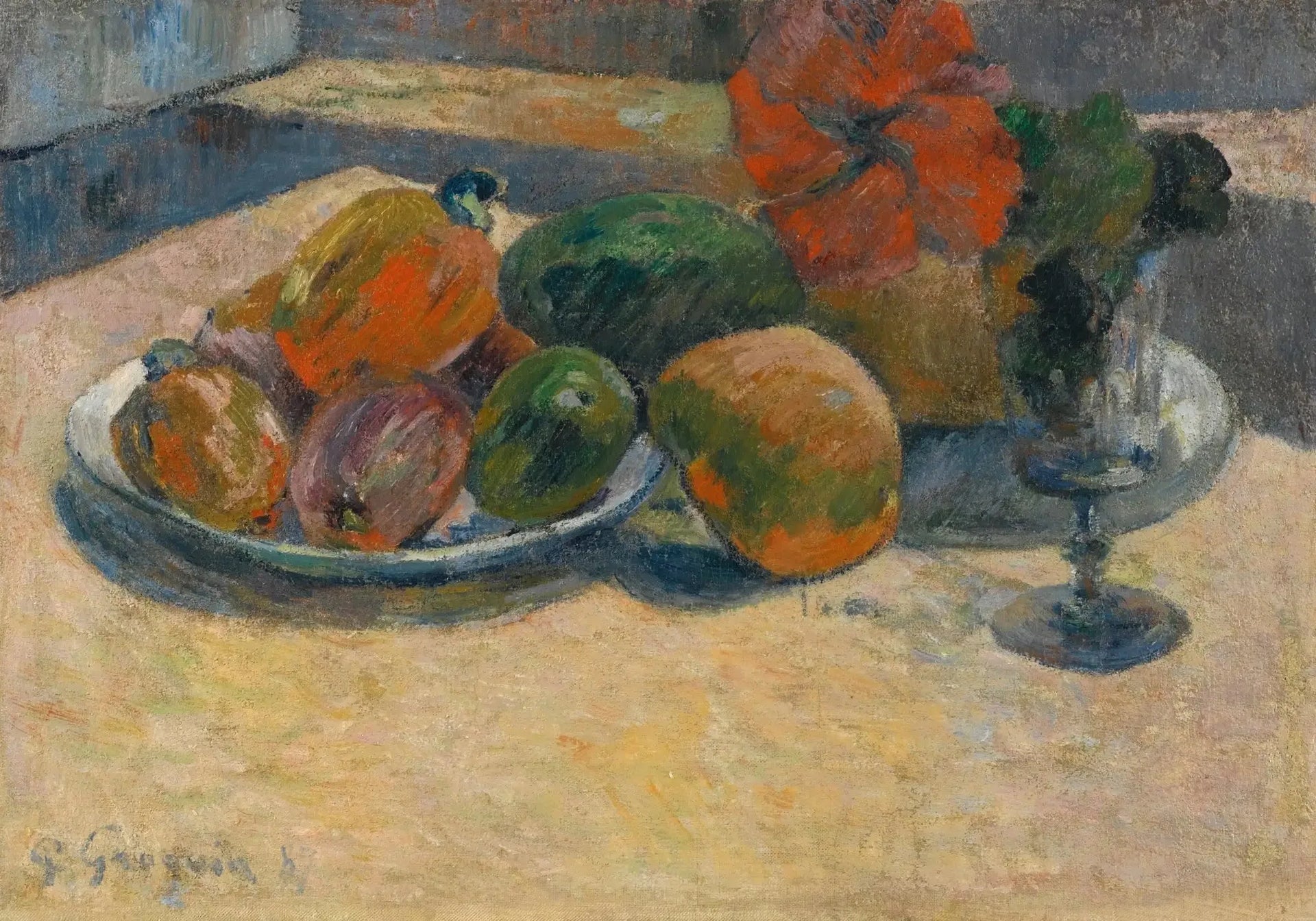 Nature morte aux mangues et à la fleur d'hibiscus - Paul Gauguin image 1 copie peinte à la main à l’huile