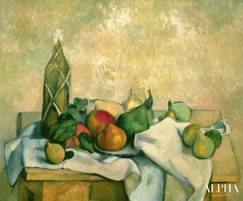 Nature morte avec une bouteille de liqueur - Paul Cézanne - Reproductions de tableaux et peintures haut de gamme