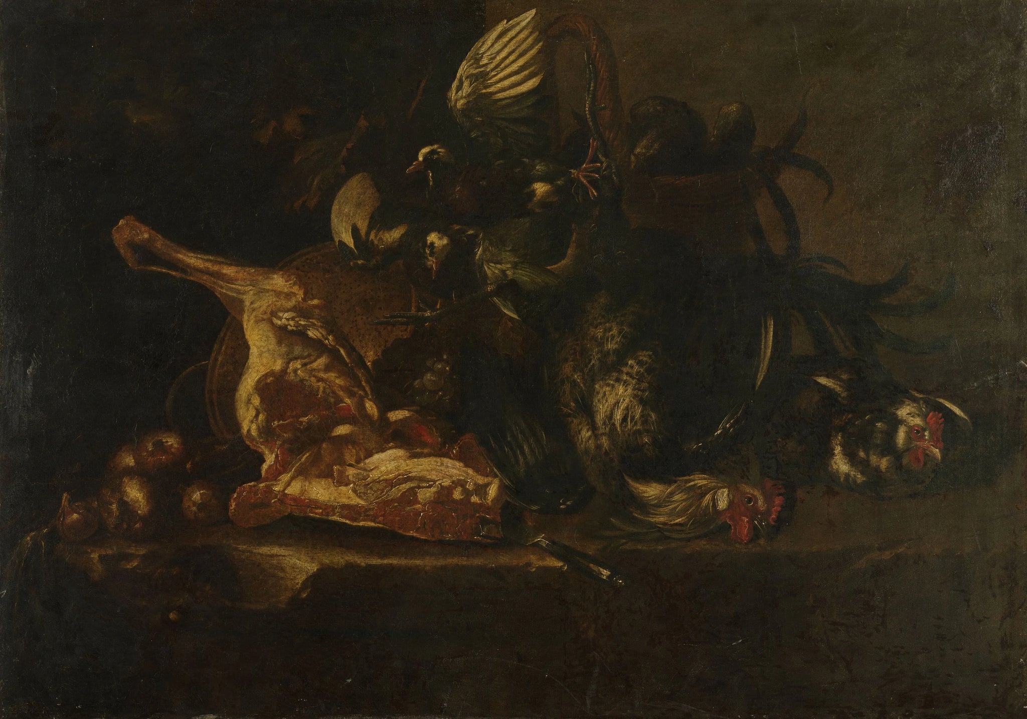 Nature morte à la viande et aux oiseaux morts - Christoffel Puytlinck