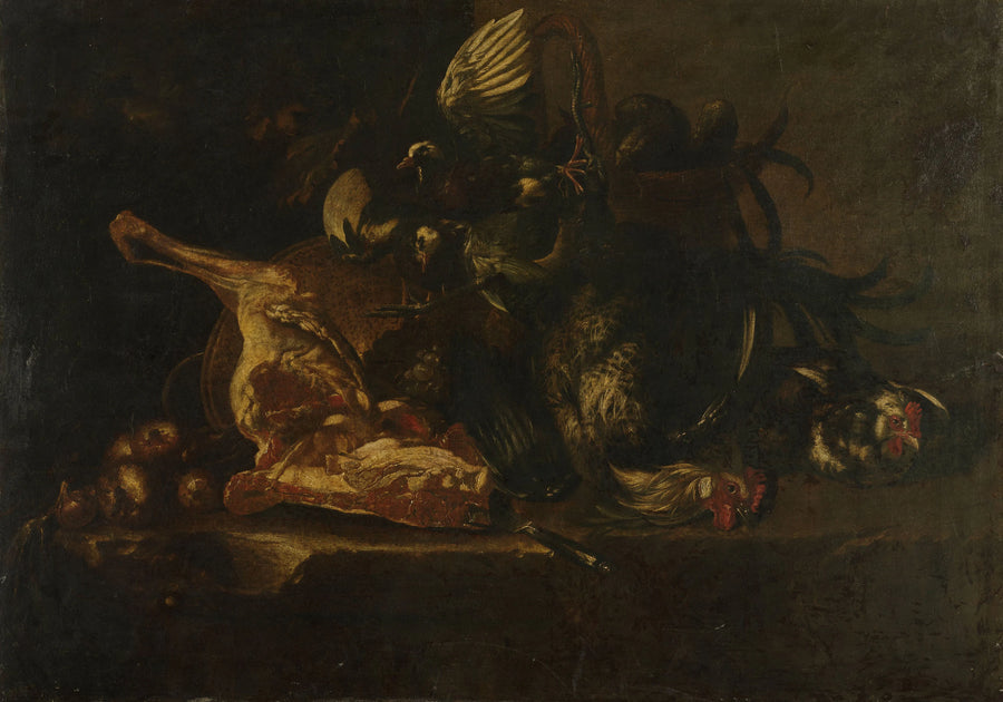 Nature morte à la viande et aux oiseaux morts - Christoffel Puytlinck