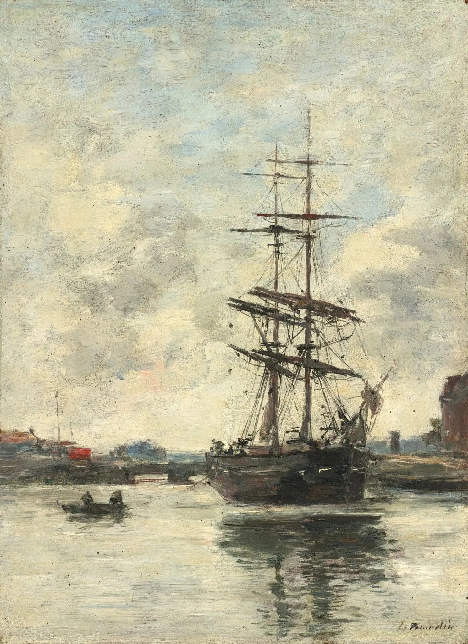 Navire sur la Touques - Eugène Boudin image 1 copie de tableau peinte à la main