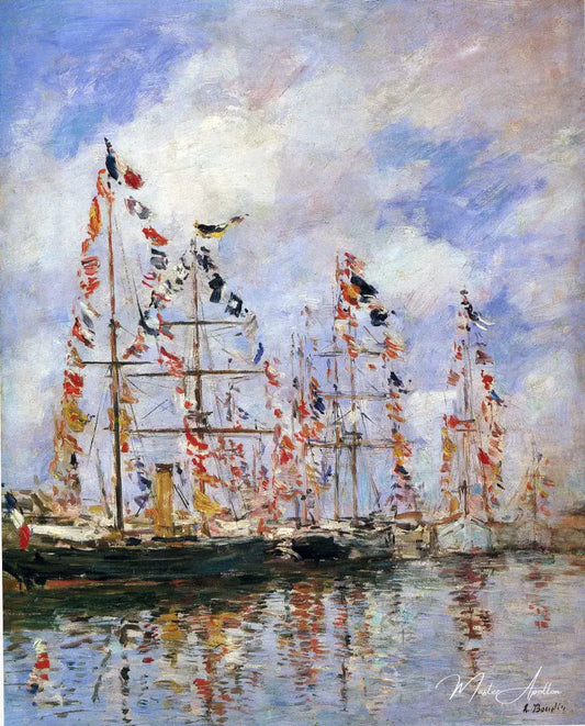 Navires à voile à Deauville - Eugène Boudin - Reproductions de tableaux et peintures haut de gamme