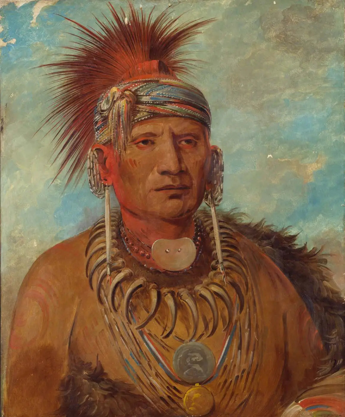 Neu-mon-ya, Pluie qui marche, Chef de guerre - George Catlin image 1 copie de tableau peinte à la main