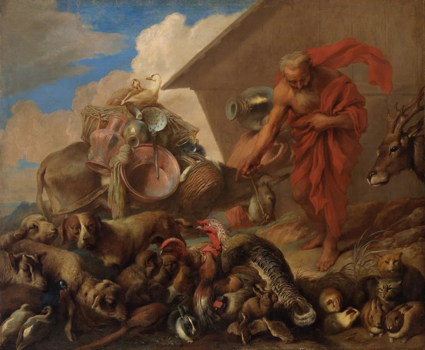 Noah mit den Tieren vor der Arche - Giovanni Benedetto Castiglione image 1 reproduction artisanale de tableau