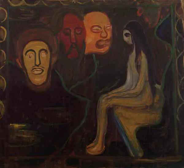 Nu assis et Trois Têtes masculines - Edvard Munch image 1 reproduction réalisée par Alpha Reproduction