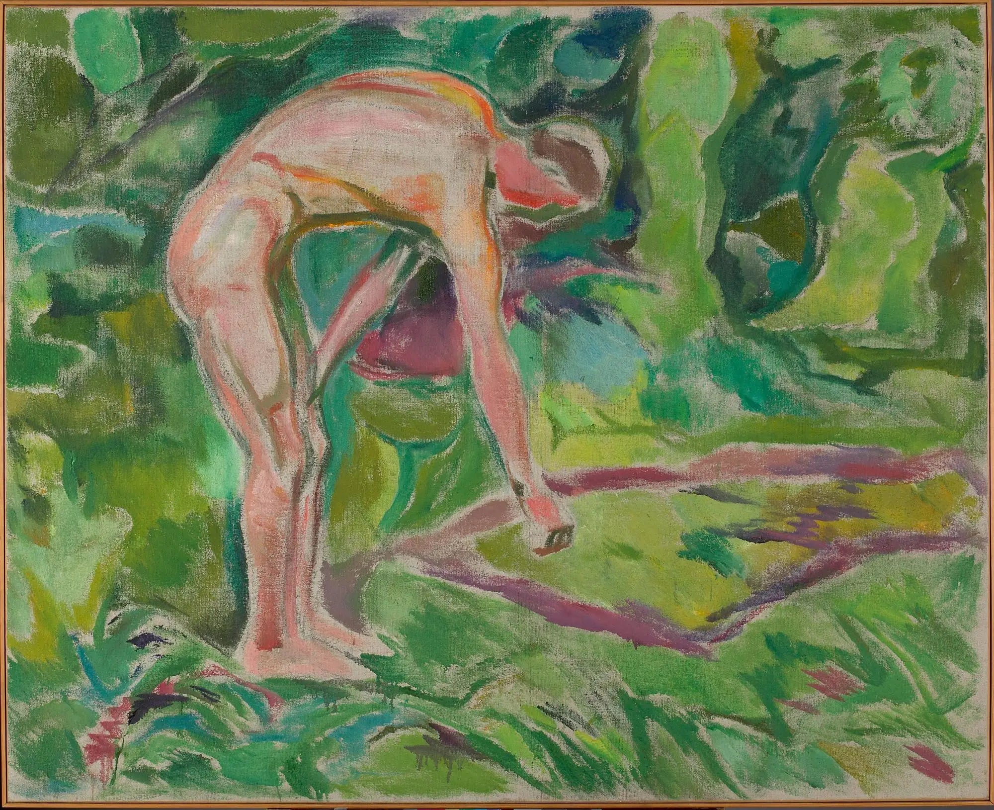 Nu masculin s'incline en avant dans les bois - Edvard Munch image 1 copie de tableau peinte à la main