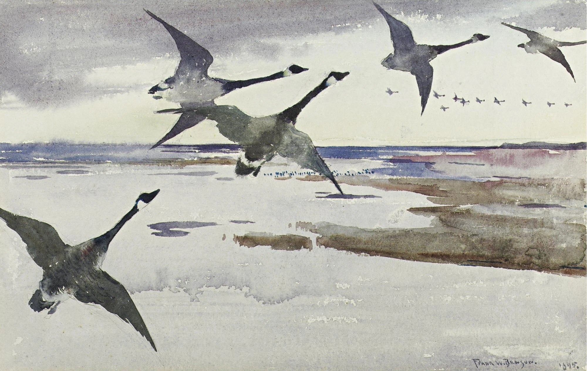 Oies du Canada - Frank Weston Benson image 1 copie de tableau peinte à la main