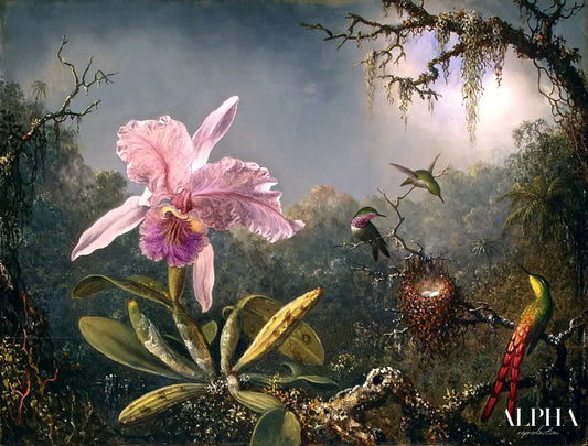 Orchidée Cattleya et trois colibris - Martin Johnson Heade - Reproductions de tableaux et peintures haut de gamme