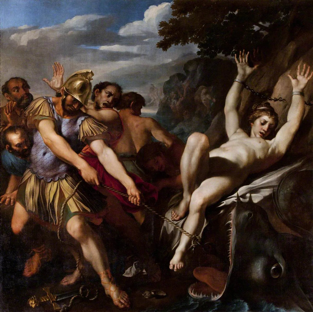 Orlando délivrant Olympia du monstre marin - Ludovico Carracci image 1 copie peinte à la main à l’huile
