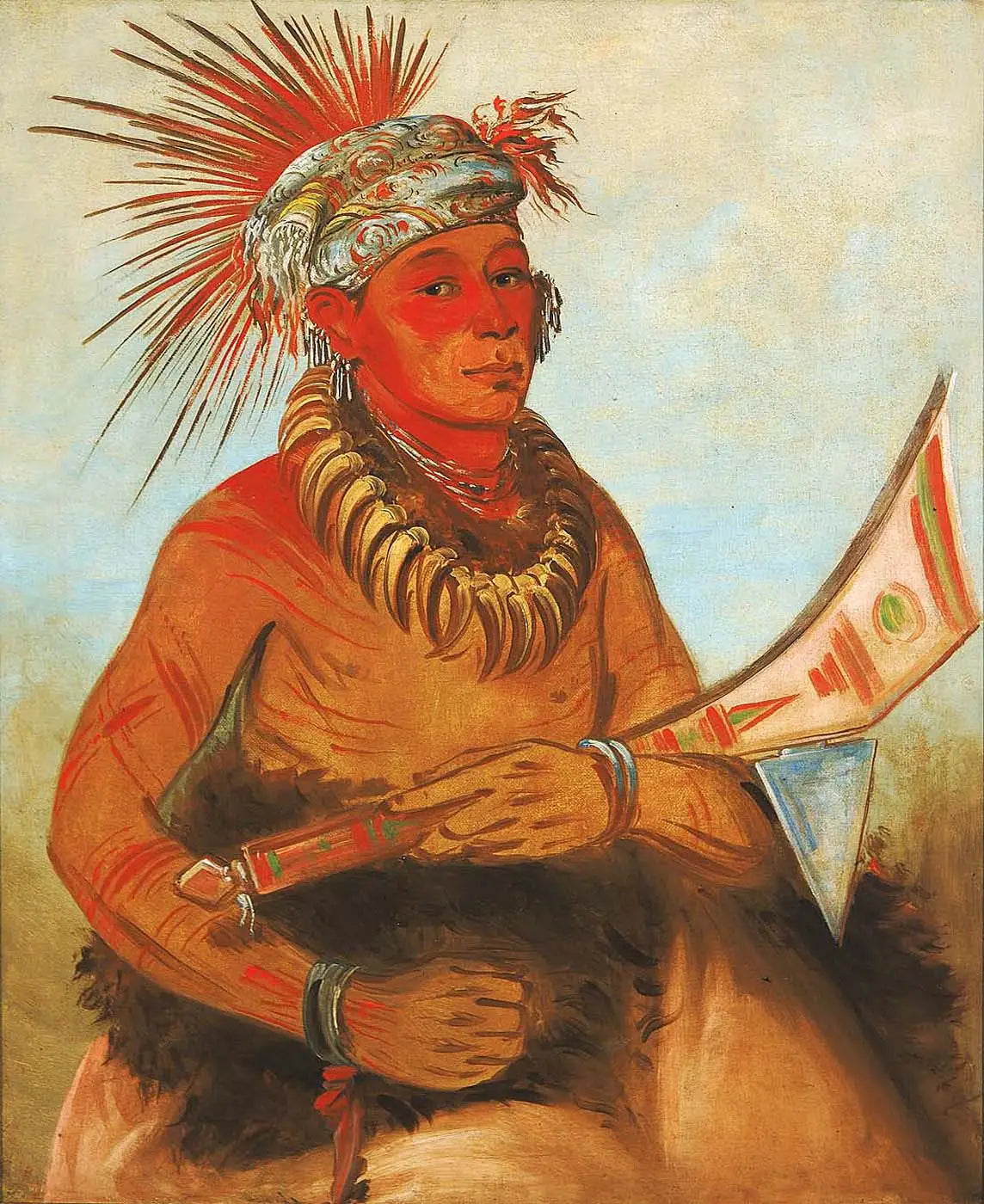 Pah-ta-cóo-chee Shooting Cedar un courageux - George Catlin - Alpha Reproduction