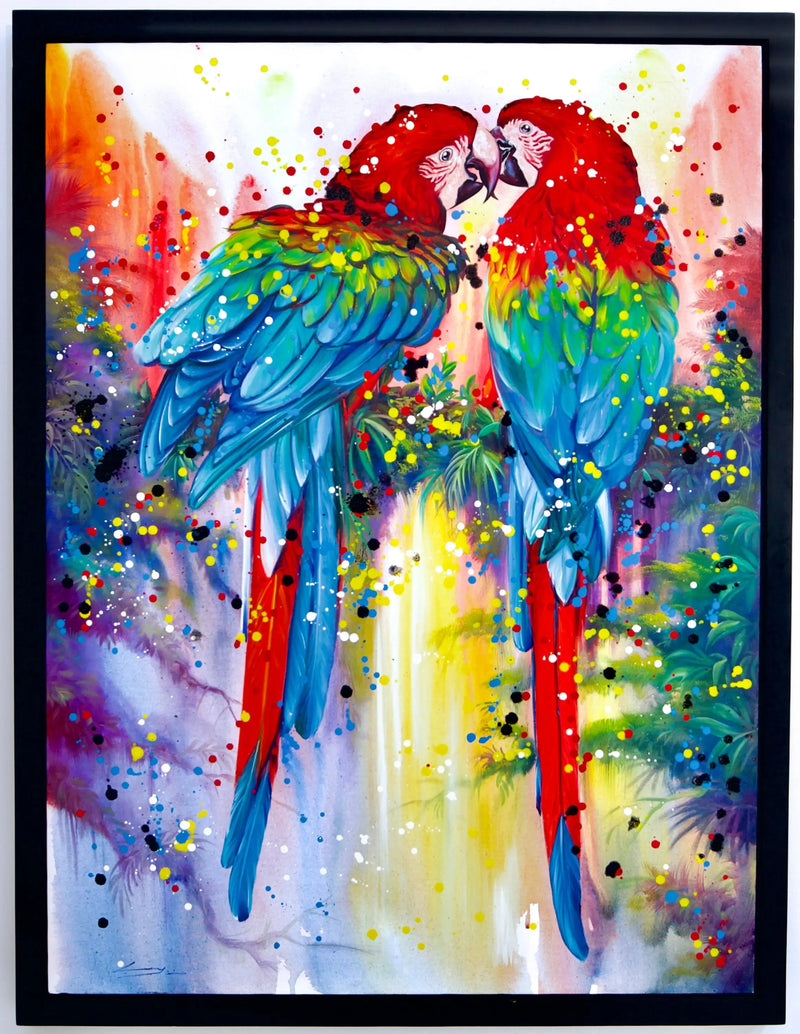 زوج من الببغاوات الحمراء | 90 × 120 سم