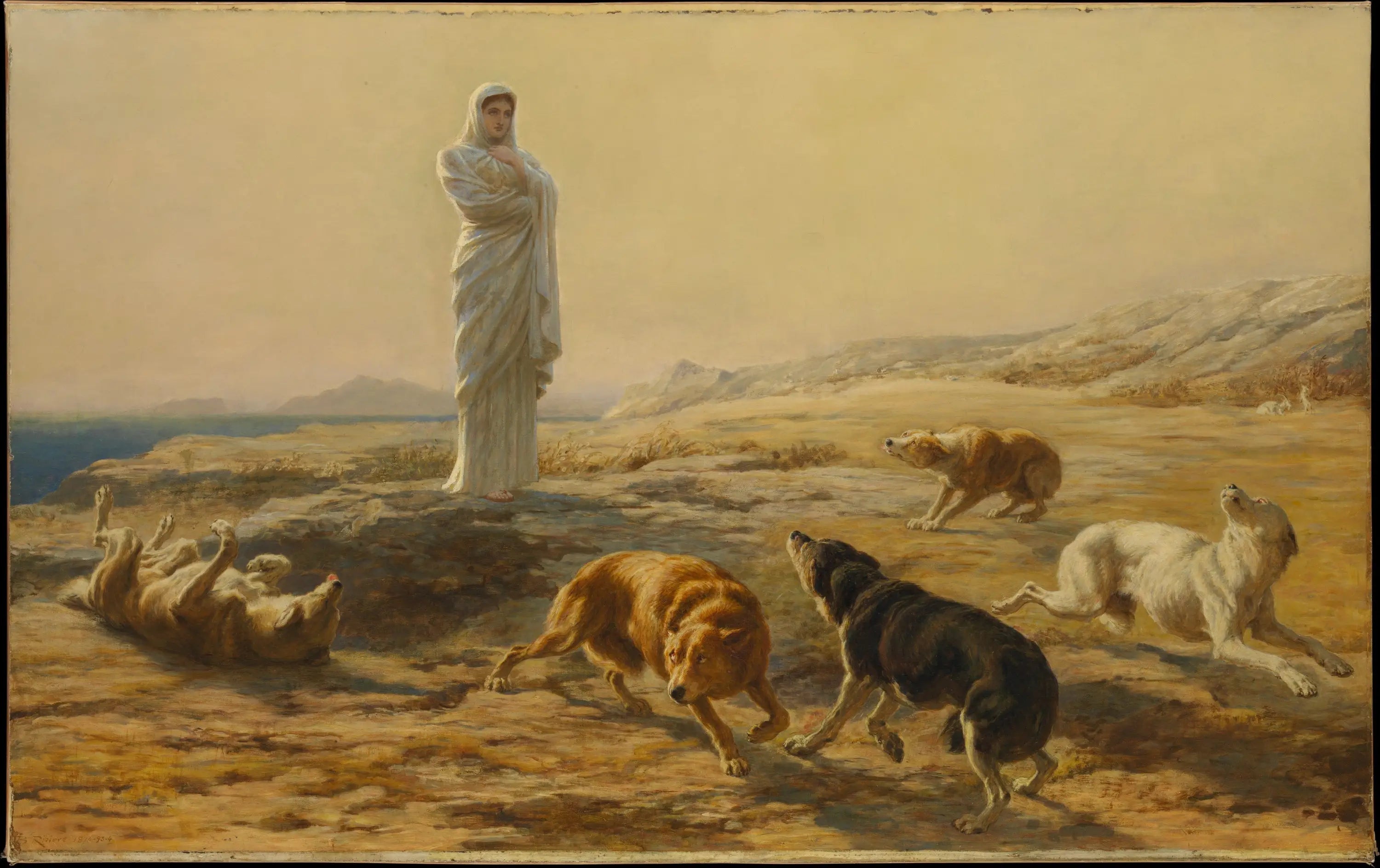 Pallas Athéna et les chiens du berger - Briton Rivière image 1 reproduction réalisée par Alpha Reproduction